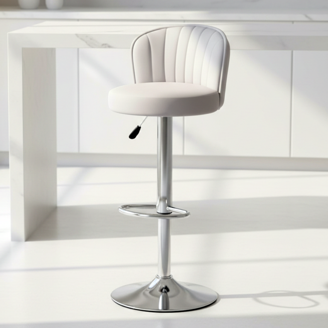 피피포피 누빔 홈바의자 바체어 아일랜드식탁의자 높이조절 회전, 1개, 화이트