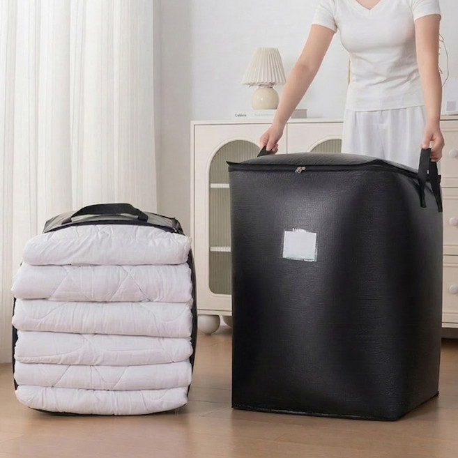 튼튼한 초대용량 접이식 방수 이사가방, 1세트, 딥블랙