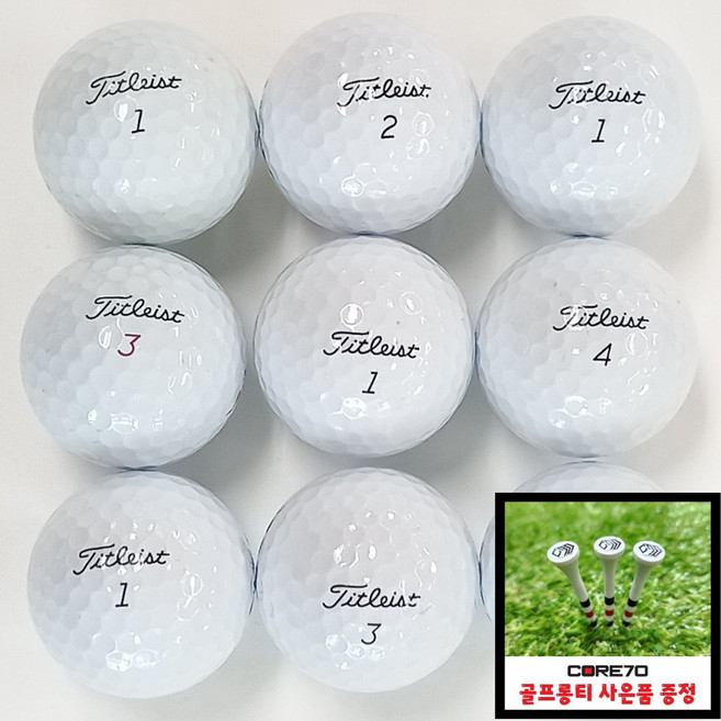 (코어70) 타이틀리스트 A급 로스트볼 PRO V1 V1X 혼합 10알 노마킹 + (상세페이지참조) 제품 구매시 골프롱티 사은품증정, 화이트, 1개, 10개입