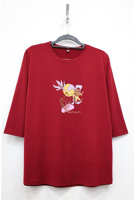 형제상회 할머니티 블로썸 꽃 프린트 라운드 7부 여름 중년여성 티셔츠 엄마옷 할머니옷 국산 0077SS12