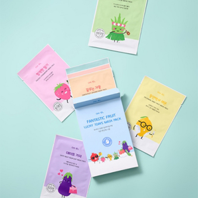 샤인앤샤인 오엘 판타스틱 후르츠 럭키 세븐데이즈 마스크팩 7종 세트, 1개입, 1개