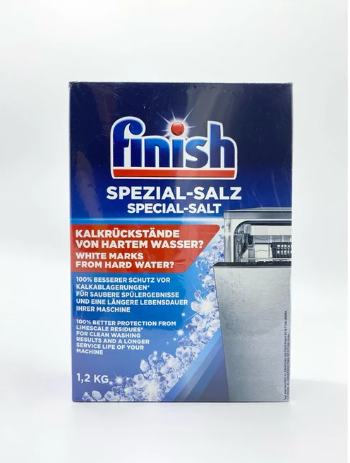 Finish 洗碗機專用鹽 軟化硬水 預防水漬 保護洗碗機 1.2公斤, 1,2 KG, 3個