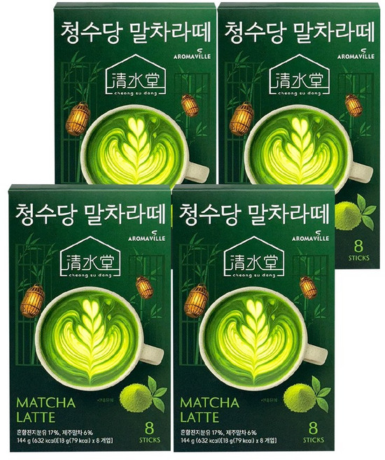 청수당 말차 라떼, 18g, 4개, 8개입