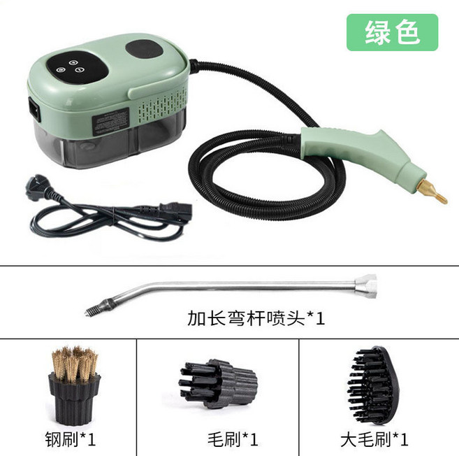 高壓高溫蒸汽清潔機 110V 220V 家用消毒清潔, 綠色 觸屏款 1000ml【基礎套裝】,美規 110V