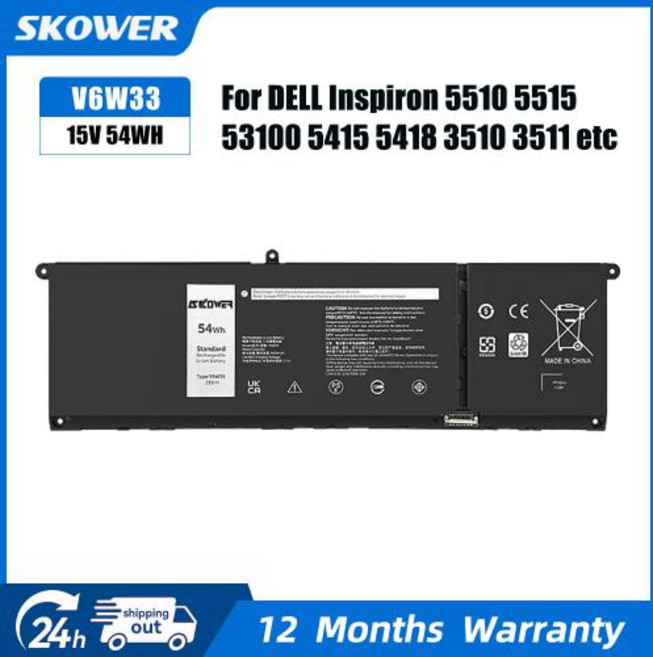 SKOWER G91J0 41Wh V6W33 54Wh 배터리 델 인스피론 15 3511 3515 3520 13 5310 5320 5330 래티튜드 3320 3420 보스트로 3510, 2)V6W33, China Mainland