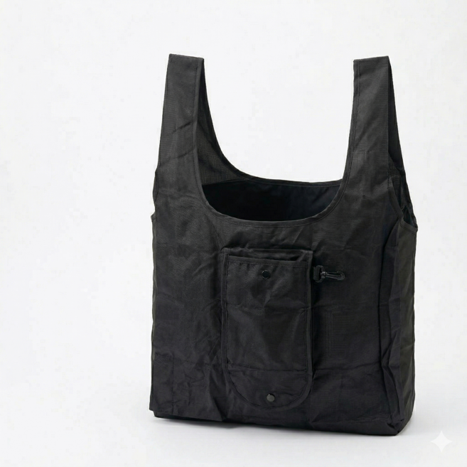 可摺疊大容量環保購物袋，防水, 黑色