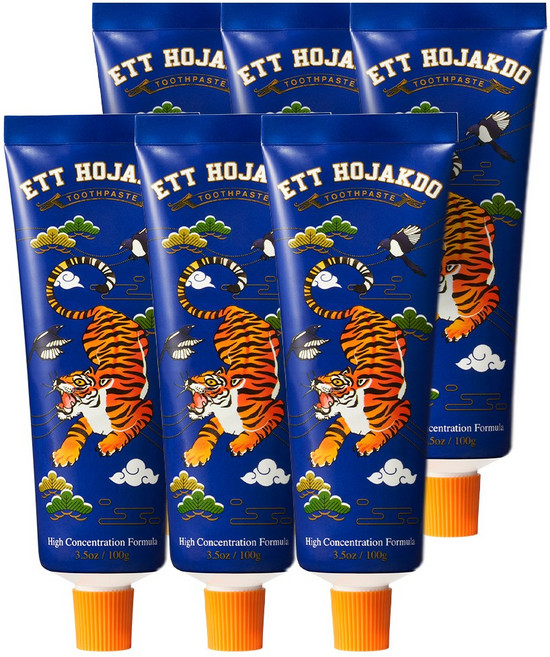 ETT HOJAKDO 호랑이 스케일링 상쾌한 잇몸치약 엣 호작도: 호작도치약 100gX6개 충치잇몸 집중케어 치약 구취제거 치석제거 콩알치약 약국 면세점판매 불소치약, 100g, 6개