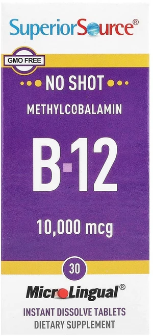 Superior Source 메틸코발라민 B-12 10000 mcg 녹여먹는 빠른 용해 30정, 1개 - 쿠팡