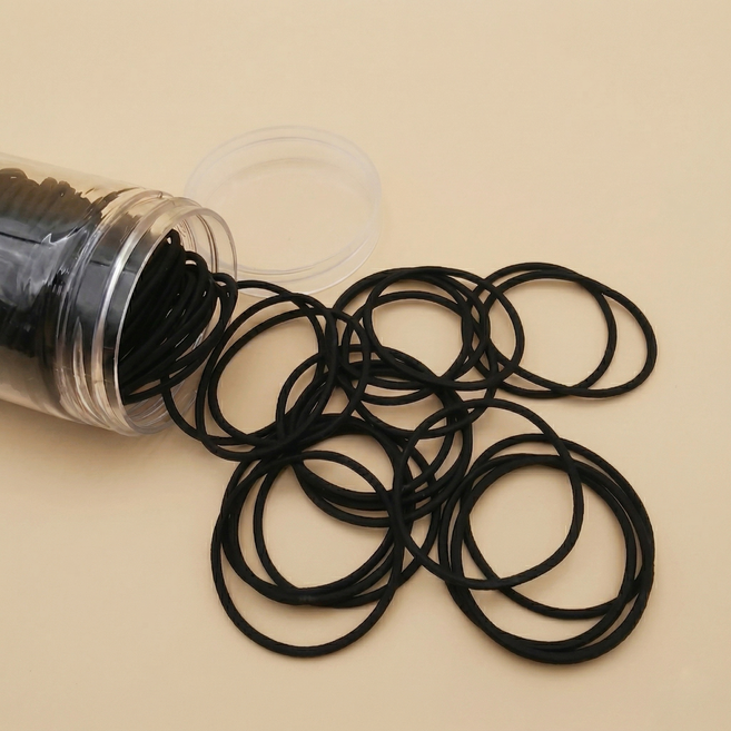 아바스 여성용 검정 머리끈 머리고무줄 100P