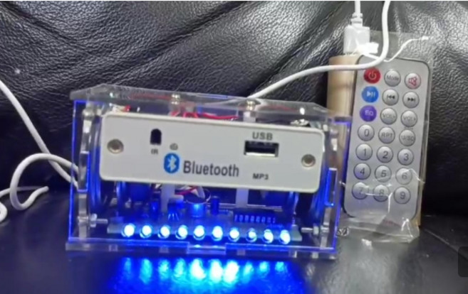 DIY音箱MP3製作 10路LED流水燈 功放3W喇叭 電子材料包需自行焊接, 散件一般模組