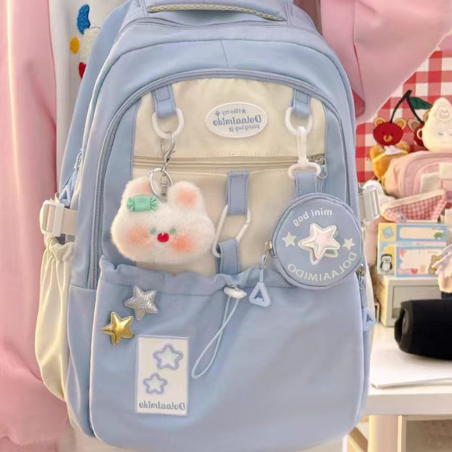 레아주 키즈 주니어 학생 백팩 책가방 (키링인형 뱃지포함)