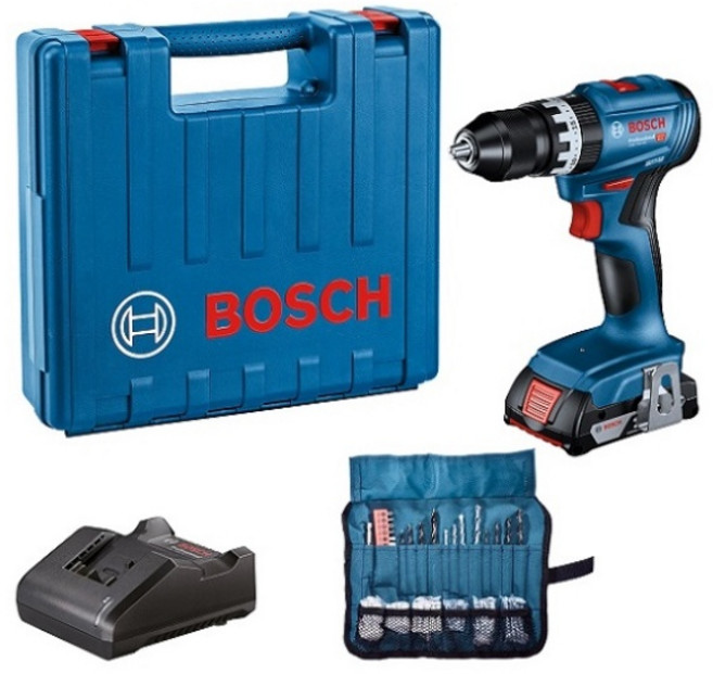 보쉬 브러쉬리스 충전 해머 전동드릴 GSB18V-45 (2.0Ah 1B 100P)+1P, 1개