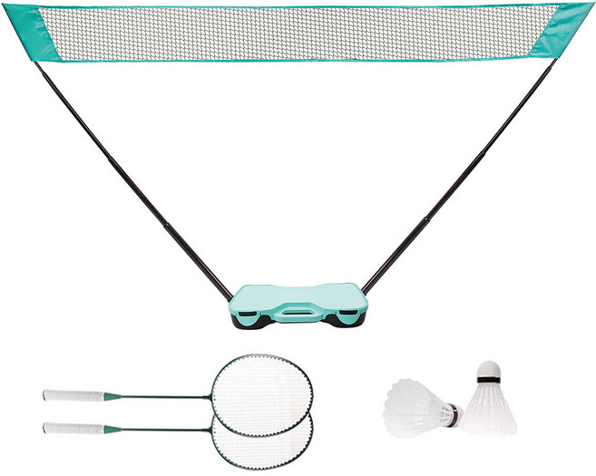 휴대용 배드민턴 네트 라켓 셔틀콕 포함 풀세트, BMS-285 민트, 1세트