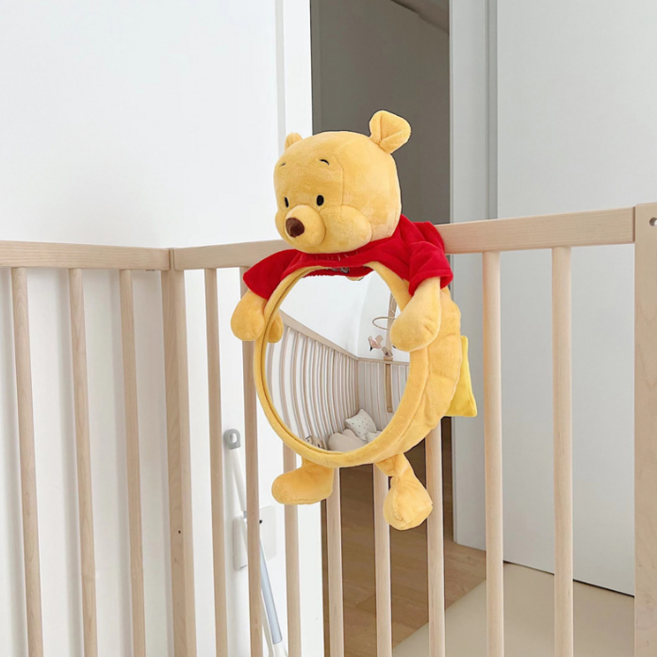 [당일배송] hybe 아기 캐릭터 인형 카시트거울 뒤보기거울, 1개, 곰돌이