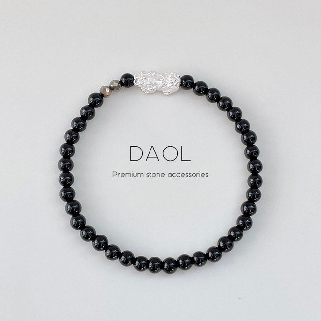 재물 수호 행운 심플 오닉스 4mm 비휴 팔찌