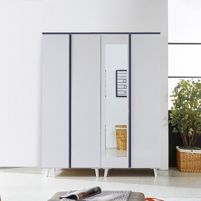 이노센트 벨니 1600 거울 옷장+이불장 세트 i103878, 네이비투톤_103878