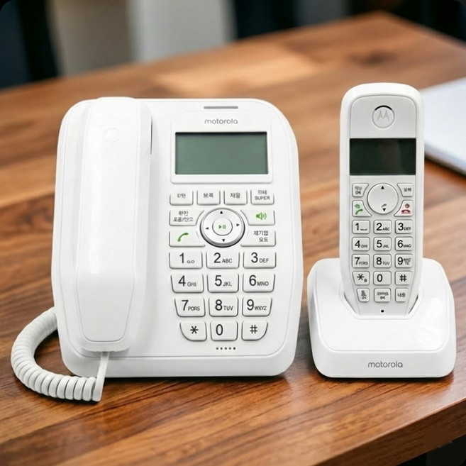 모토로라 유무선 전화기 세트 업무용 사무실 가정용 발신자표시, 유무선전화기 화이트