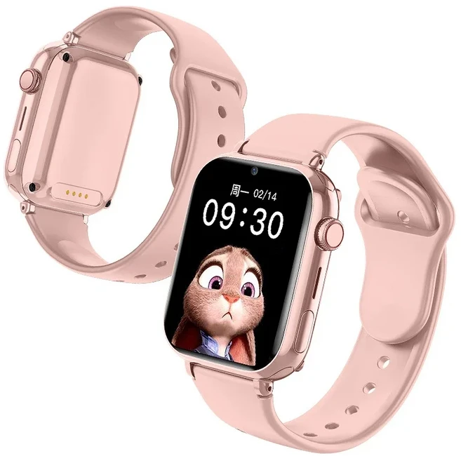 쿠쿠스토어 키즈 스마트워치 4G 영상통화 SOS 와이파이 LBS 위치추적 카메라 원격 어린이 전화 시계 방수, 02 분홍색