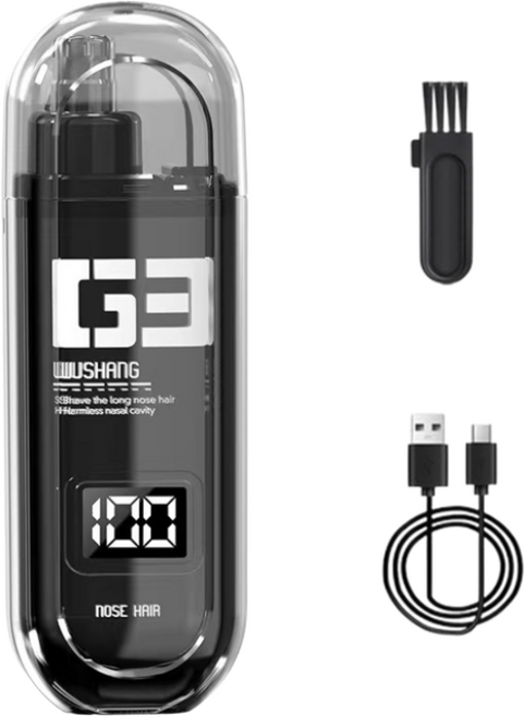 WUS 코털제거기 전동 콧털 제거기 C타입 충전식, 블랙