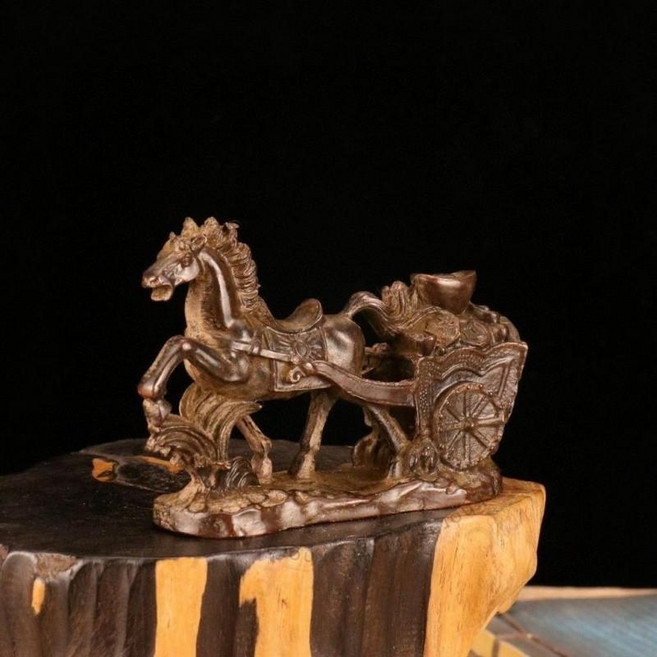 馬擺件 合金馬拉元寶 福財車裝飾 生肖馬 家居裝飾 工藝品擺件 馬上財 居家擺件 玄關裝飾品 馬擺件 招財寓意 合金, 長9.8cm寬3.5cm 高6.6cm