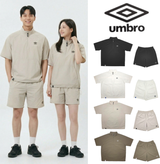 엄브로 클래식 반팔 아노락(스탠넥) + 반바지(4부) 남녀공용 세트