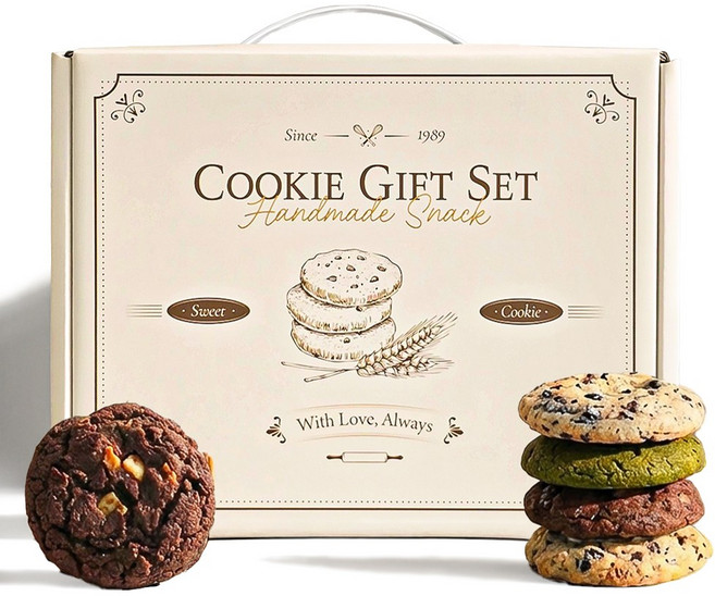 [설날 선물세트 수제쿠키] 단체 선물 세트 결혼식 조문 답례품, 1박스, 단일