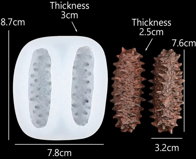 전복해삼 실리콘 금형 젤리 초콜릿 점토 양초 케이크 장식 도구, 5. 2 grid Sea Cucumber, 1개