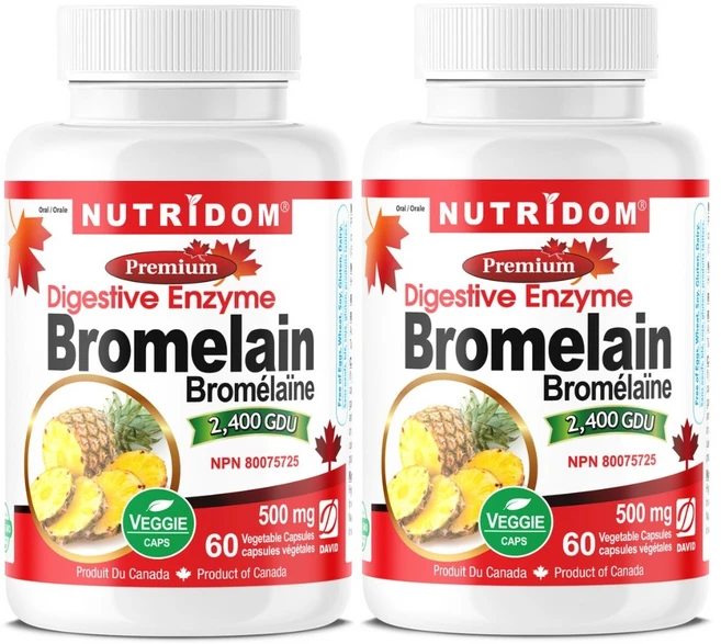 (2팩 할인) 뉴트리돔 브로멜라인 2400GDU 고함량 카바크롤 500mg 60캡슐 N197, 2개, 60정 - 쿠팡