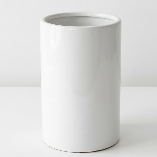 그린데이 도자기 롱 원통 화분 - 플랜테리어 공간 인테리어 분갈이 롱 디자인 대형 화분, 1개, 화이트