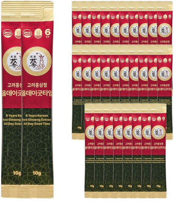 풍년보감 6년근 고려홍삼정 진액 올데이굿타임 홍삼스틱 벌크포장, 10g, 30개