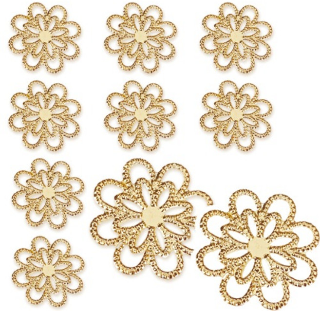 10개) K24 꽃잎 전통 금속장식 DIY 포장장식 한복장식 봉투 장식 선물포장장식 명절선물 답례품 기념품 외국인선물 머리핀