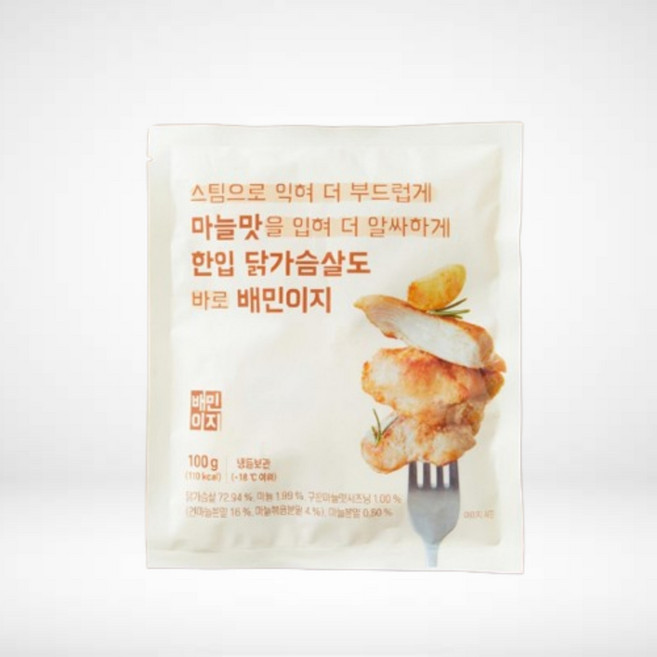 배민이지 스팀 소프트 한입 닭가슴살 마늘맛, 3개, 100g