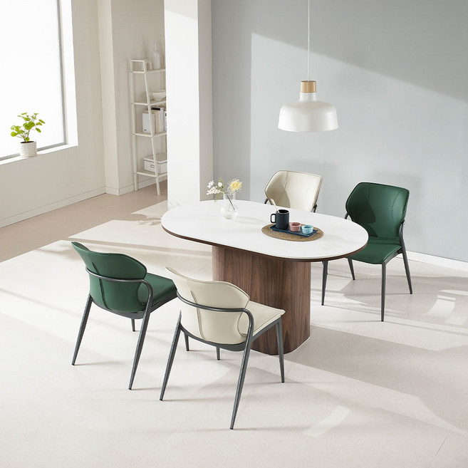 모디쉬갤러리 브라우니 라운드 세라믹 원목 4인용 월넛 식탁, 1400 라운드 테이블 단품