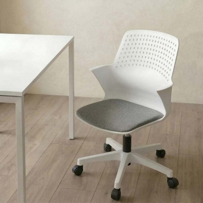 체어마이스터 국내생산 자세교정 학생 공부 독서실 인체공학 의자, 바디-화이트,좌판-그레이