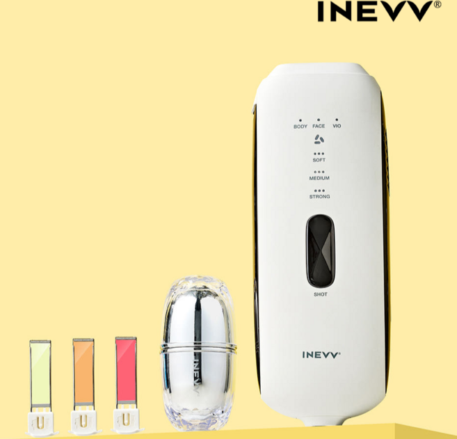 [NEW] 이네브 블랙 사파이어 쿨링 IPL 레이저 제모 의료기기, 제모 의료기기 + 고글 + 파우치 1세트