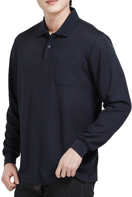 YLD 1+1 쿨론 솔리드 카라 긴팔 가슴 주머니 티셔츠 여름 기능성 쿨티 작업복 일상복