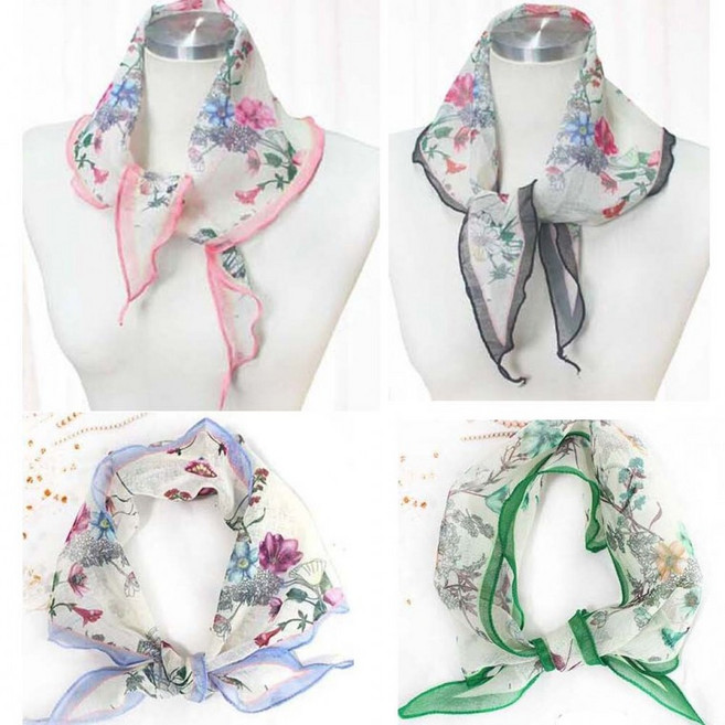 2024년 아사 플라워 삼각 스카프 레이스 여름 미니 쁘띠