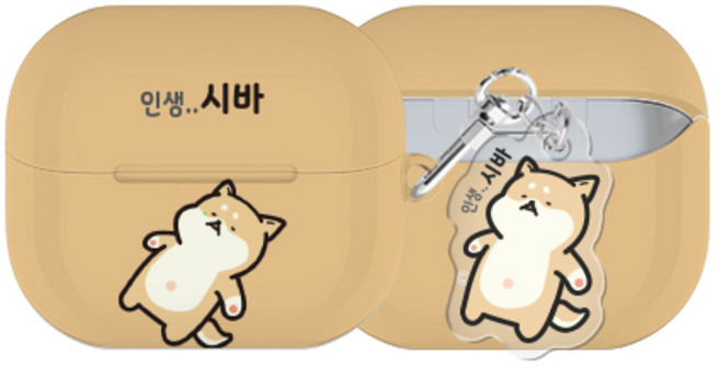 실버벨 귀염뽀짝 시즌3 버즈라이브/버즈3/버즈3프로 하드 케이스 +아크릴 키링 세트, 인생시바, 버즈3/버즈3프로(공용), 1개