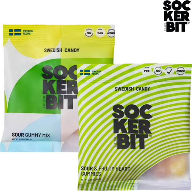 [SOCKERBIT] [1+1] 스웨디시 젤리 스웨덴 캔디 Sockerbit 사워 믹스 80g + 사워 앤 프루티 80g Sockerbit Swedish Candy Mix