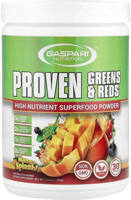Gaspari Nutrition Proven Greens & Reds 망고 스플래시 360g(12.69oz) Nutrition (가스파리 뉴트리션), Gaspari Nutrition, Proven Gree, 360g, 1개 - 쿠팡