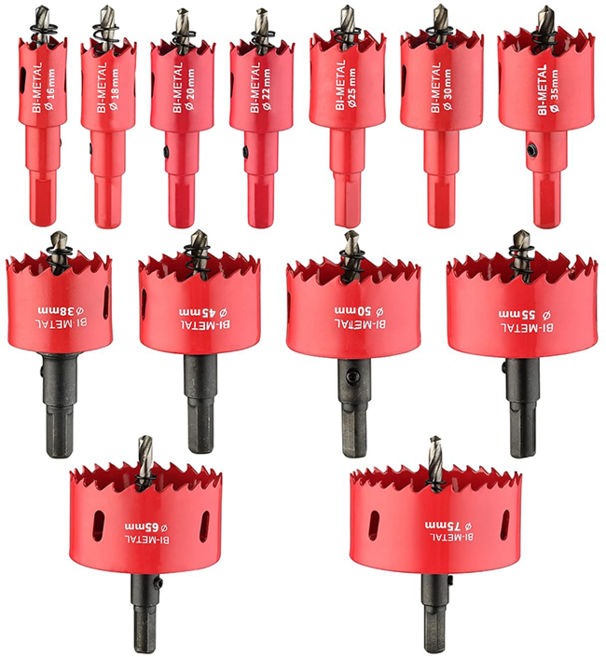 바이메탈 홀쏘 13P 세트 천공 홀쏘세트 16-75mm