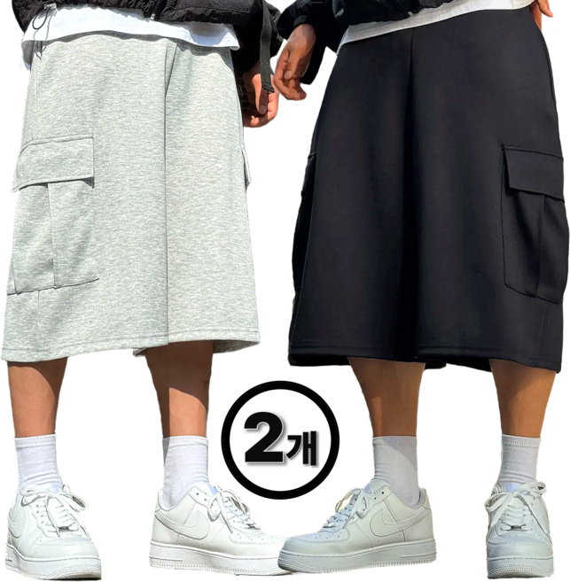1+1 시온 카고 와이드 버뮤다팬츠 남녀공용