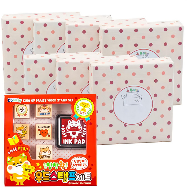 도로시팬시 유치원생일선물용 애니멀 스탬프세트 + 완포장 + 스티커 세트, 랜덤 발송, 8세트
