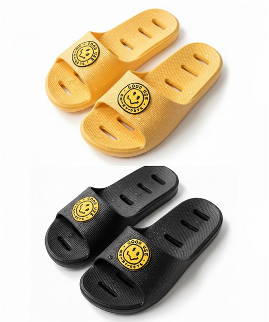 좋은쓰임 EVA비터욕실화 미끄럼방지 화장실 슬리퍼, 비터욕실화(1+1), 블랙+옐로우, 1개