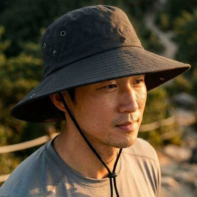 문라이트 빅사이즈 대두 등산모자 낚시모자 53~63cm, 블랙