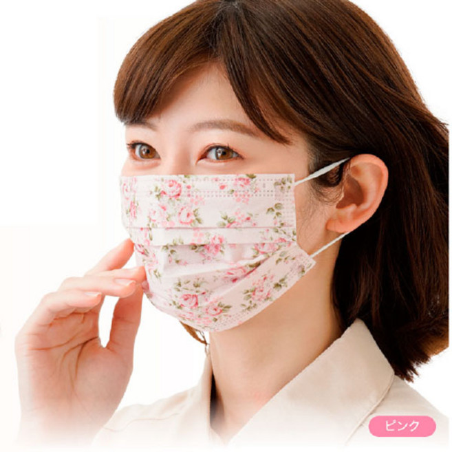 일본 니즈 1회용 꽃무늬 마스크 텐탈마스크 미세먼지 비말차단 예쁜 플라워 일회용마스크, 핑크, 1개, 15개입
