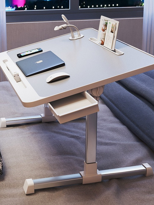 IKEA可折疊升降床上小桌子家用學習書桌簡約臥室電腦飄窗宿舍小桌, N3豪華款【黑拉絲】+抽屜+書架