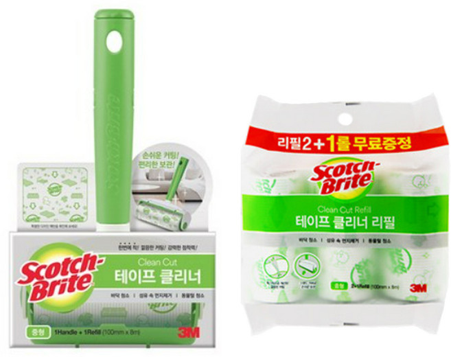 3M 테이프클리너 중형 세트 (핸들+리필3), 1세트