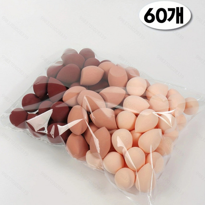 웨버몰 물방울퍼프 부드러운 터치 초밀착 똥퍼프 메이크업 스펀지 파운데이션 쿠션 퍼프, 60개, 혼합색상