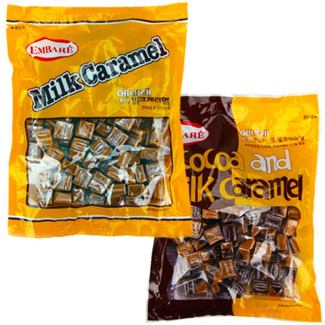 다과추천 달달한 카라멜 엠바레 밀크 카라멜 750g 1봉 + 코코아앤밀크 카라멜 750g 1봉